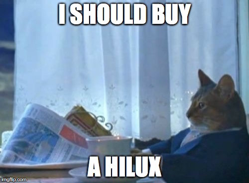 Meme: Breakfast Cat realizes ‘I should buy a Hilux’